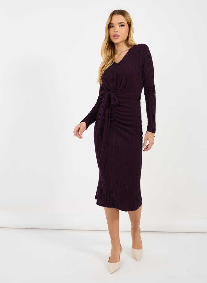 Styli Ribbed Tie-Waist Dress - Image 4