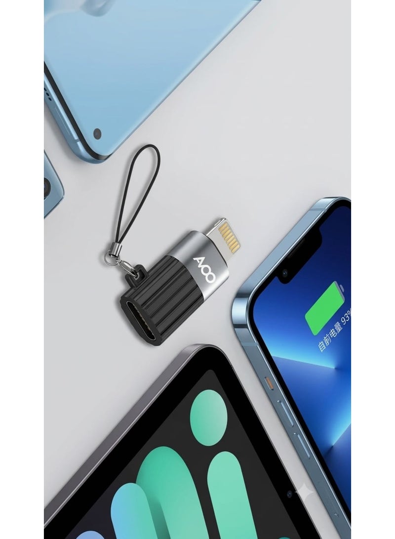 AVOO Lightning Female to Type-C Male Mini Audio & Charging Adapter (Grey/Black) – High-Speed Data Sync for Type-C Devices - Image 2