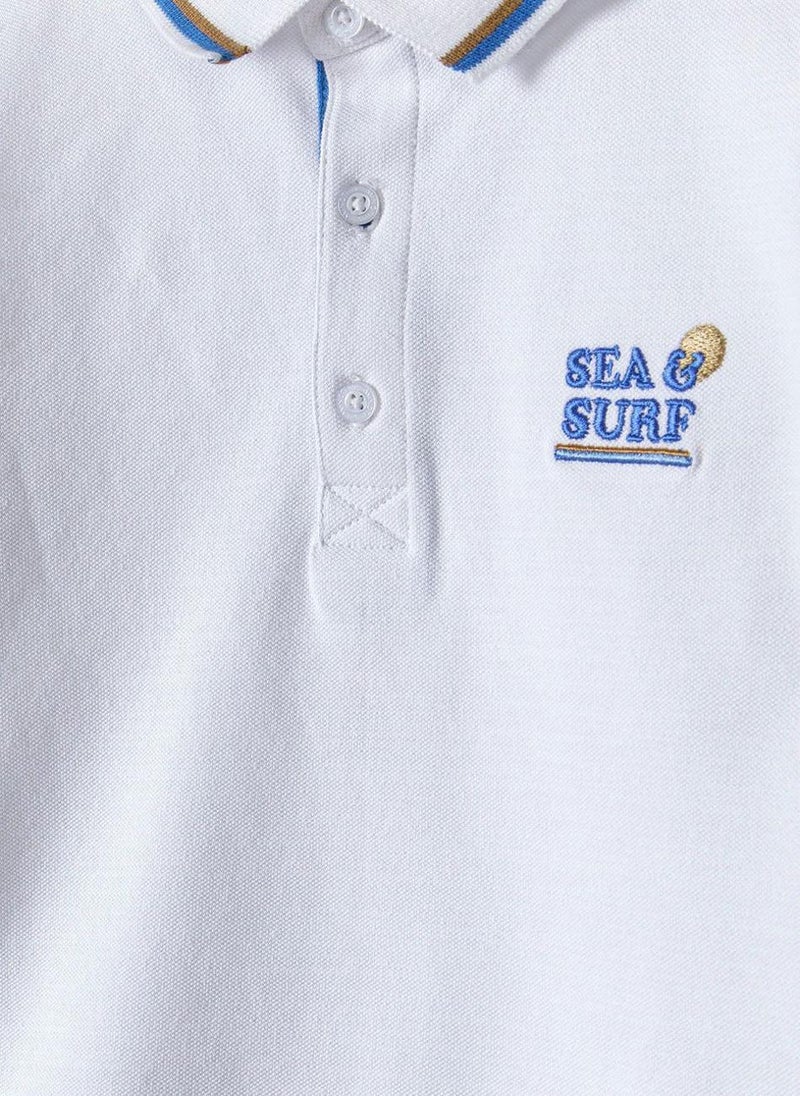 MINOTI Boys' Short Sleeve Polo Shirt with Button Placket - Image 4