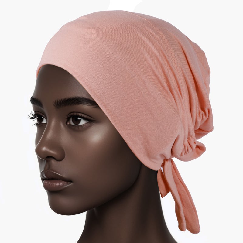 High-Quality Elastic Mercerized Cotton Lace-Up Base Cap, Solid Color, Adjustable, Breathable Turban Cap, Headwrap Cap - Image 2