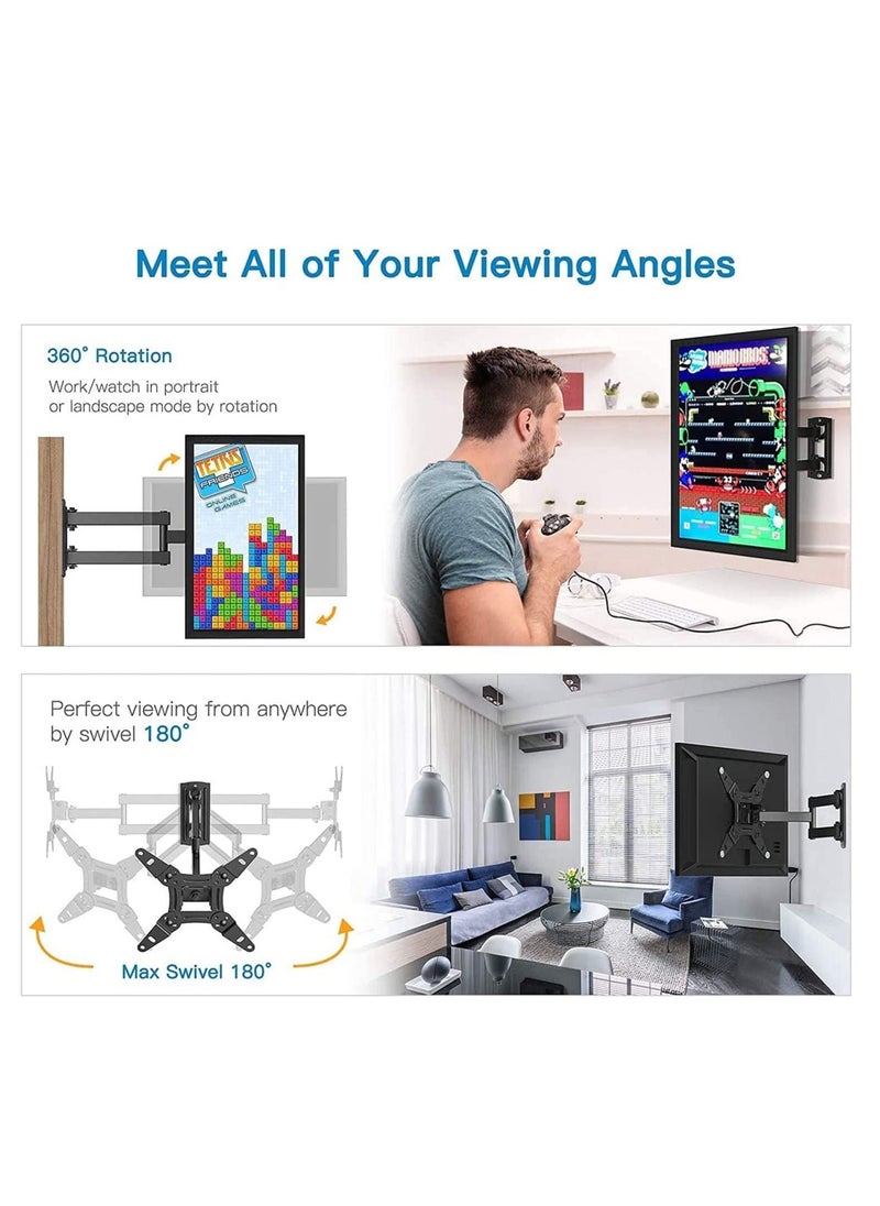 Generic - Full Motion TV Monitor Wall Mount Bracket Articulating Arms Swivels Tilts Extension Rotation for Most 13-42 Inch LED LCD Flat Curved Screen TVs & Monitors - Image 1