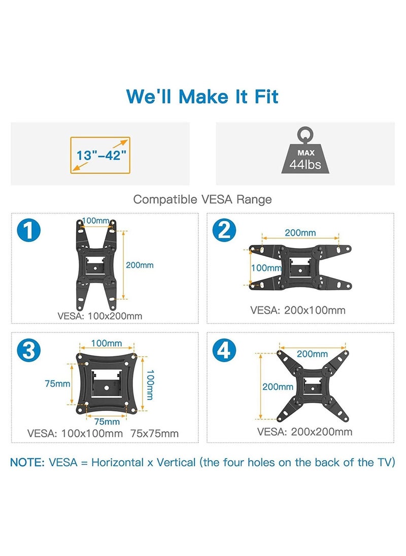 Generic - Full Motion TV Monitor Wall Mount Bracket Articulating Arms Swivels Tilts Extension Rotation for Most 13-42 Inch LED LCD Flat Curved Screen TVs & Monitors - Image 1