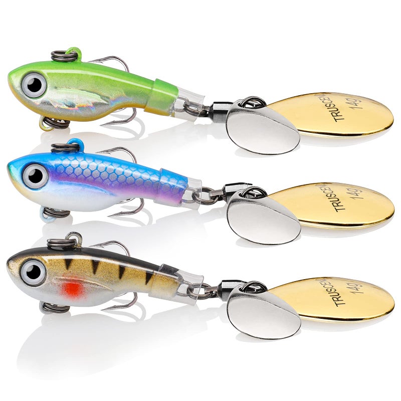 TRUSCEND Tail Spinner Fishing Lures, 2.6" 0.5oz Fishing Spoons with Rotating Swimbaits for Bass Pike Walleye, Freshwater Saltwater Fishing Baits, Fishing Gifts for Men Dad - Image 1