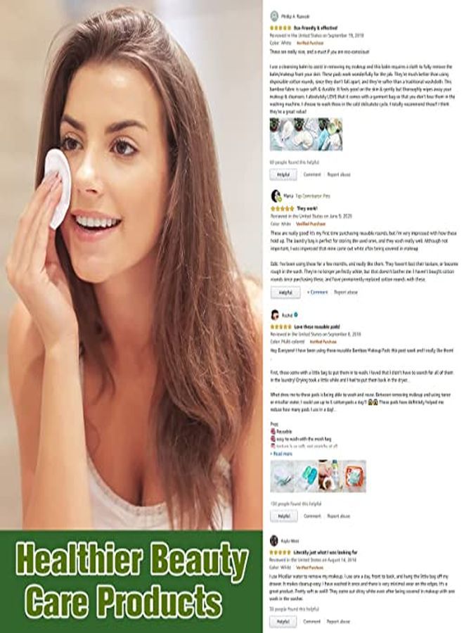 ProCIV Reusable Makeup Remover Cotton Pads 18 Pack Washable Organic Bamboo Remover Cotton Pads For All Skin Types & Toner With Laundry Bag, Eco Friendly Zero Waste Soft Cotton Pads For Christmas Gift - Image 4