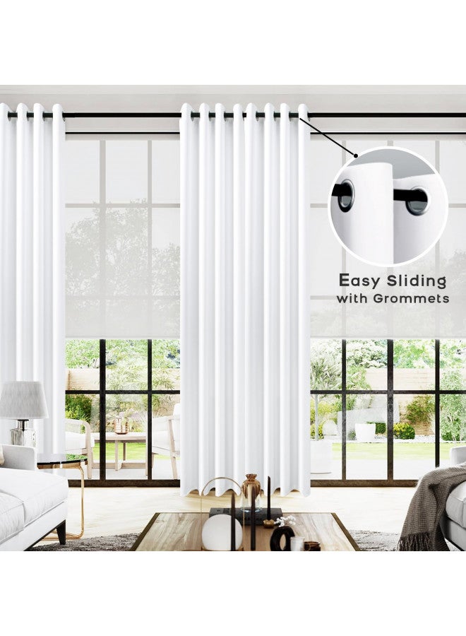 KOUFALL White Curtains 108 Inches Long for Living Room 2 Panels Set 60 Percent Blackout Thermal Insulated Energy Efficient Light Blocking Room Darkening Big Extra Wide 104 Inch Curtains for Bedroom Window - Image 2