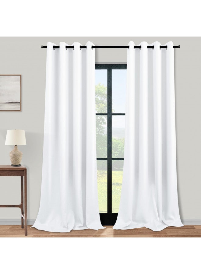 KOUFALL White Curtains 108 Inches Long for Living Room 2 Panels Set 60 Percent Blackout Thermal Insulated Energy Efficient Light Blocking Room Darkening Big Extra Wide 104 Inch Curtains for Bedroom Window - Image 1