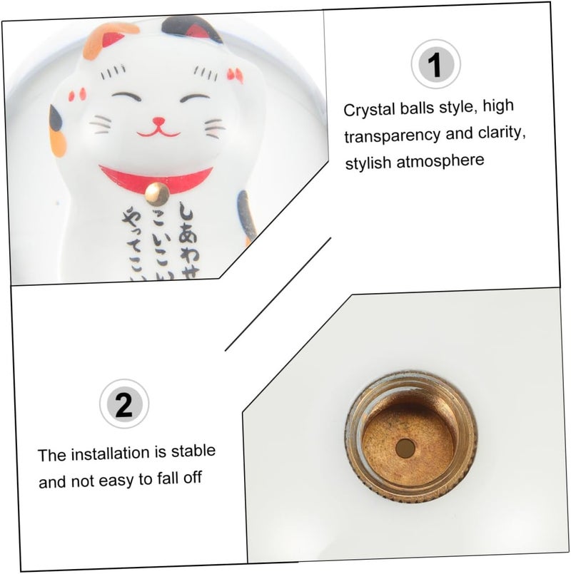 Car Shifts Knob Lucky Cat with 3 Adapters, Round Ball Gear Shifter Knob Compatible with Automatic and Manual Cars, Auto Interior Accessory for Vehicle Gear Lever - Image 4