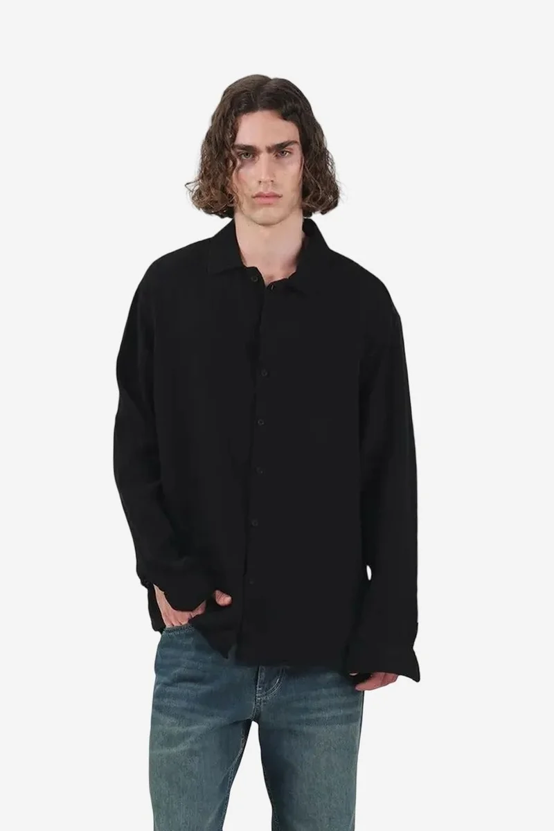Giesto Black GIESTO Textured Long Sleeve Button Up Shirt for Men | Best Price UAE
