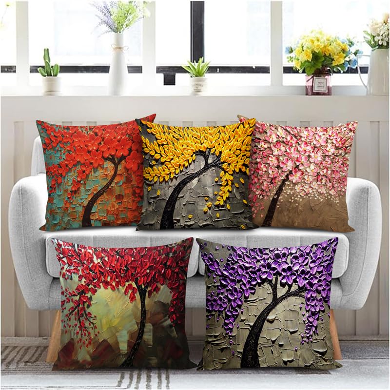 BMRGIFTS Soft Fabric Designer Decorative Printed 200 TC Cushion Cover Decorations For Sofa Living Room Set Of 5 12 X 12 Inch Multi (MULTIMFCC2) - Image 1