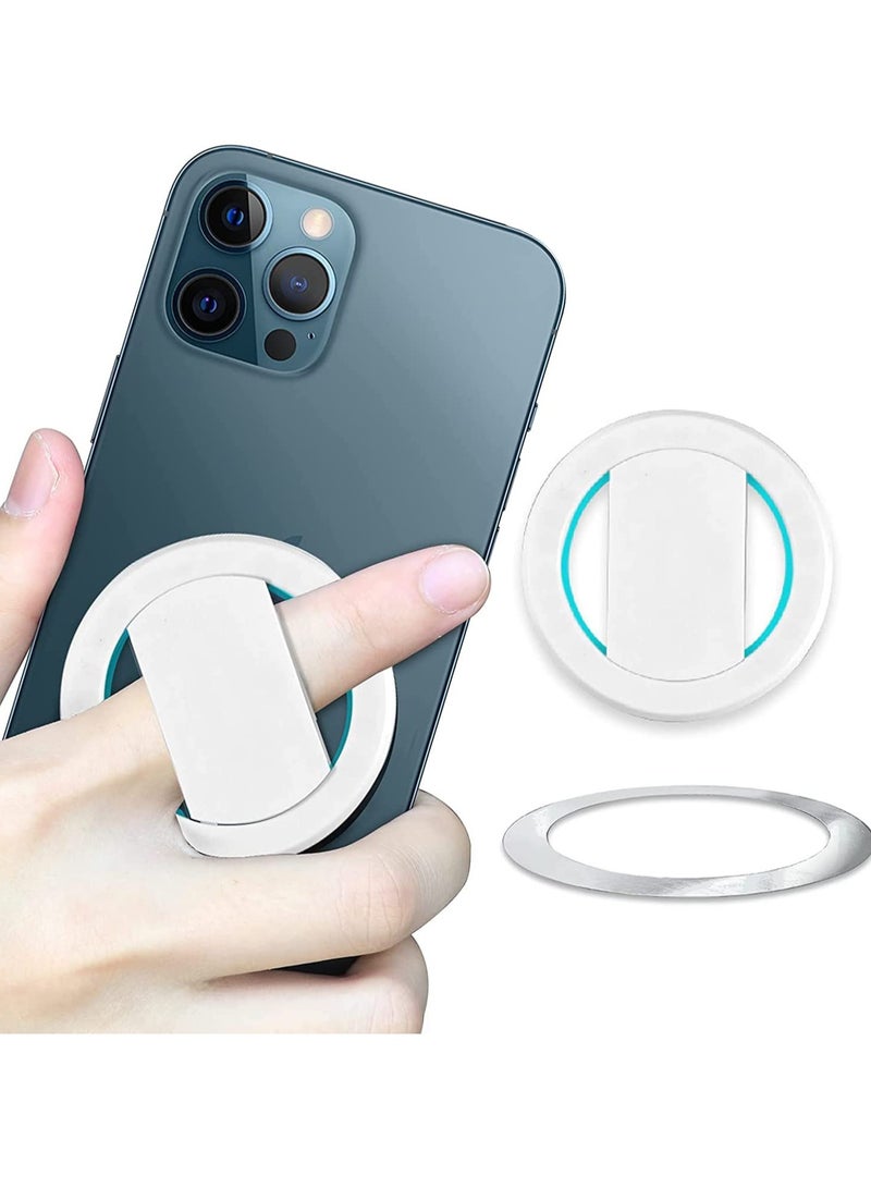 SYOSI Phone Grip, Upgrade Removable Magnetic Phone Holder 360°Rotation Finger Phone Stand Adjustable Silicone Phone Ring Holder (White)  - Image 1