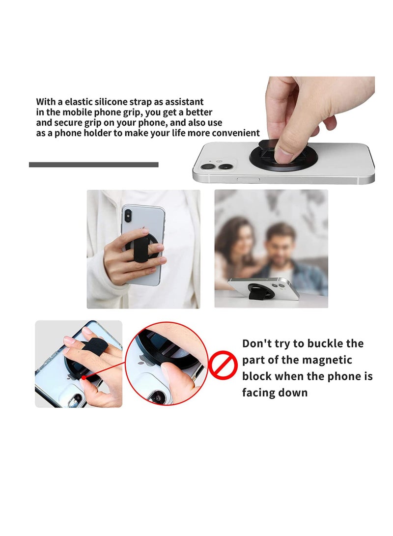 SYOSI Phone Grip, Upgrade Removable Magnetic Phone Holder 360°Rotation Finger Phone Stand Adjustable Silicone Phone Ring Holder (White)  - Image 4