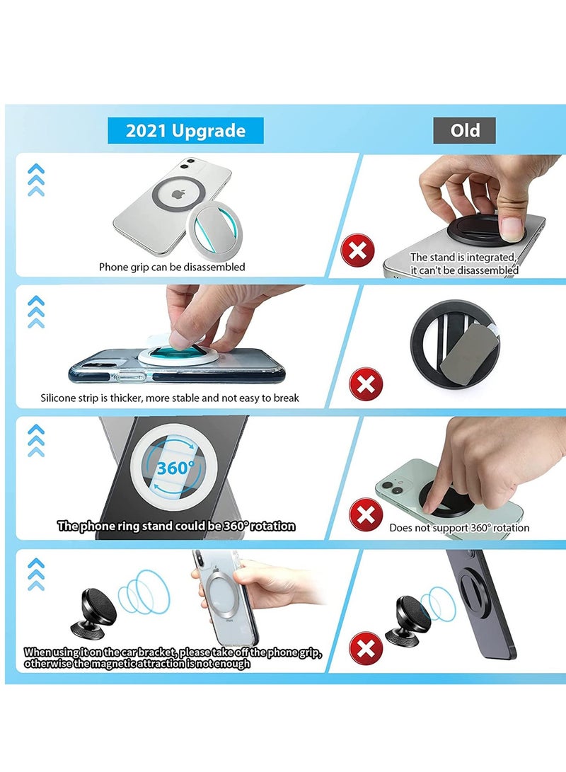 SYOSI Phone Grip, Upgrade Removable Magnetic Phone Holder 360°Rotation Finger Phone Stand Adjustable Silicone Phone Ring Holder (White)  - Image 3