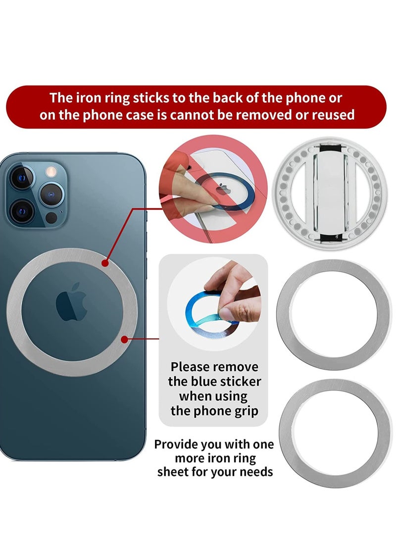 SYOSI Phone Grip, Upgrade Removable Magnetic Phone Holder 360°Rotation Finger Phone Stand Adjustable Silicone Phone Ring Holder (White)  - Image 5
