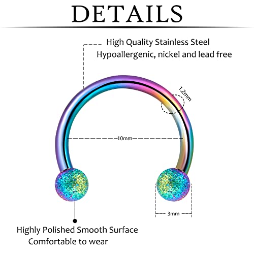 ONESING 80 Pcs, 16g, Septum Rings for Women Septum Piercing Horseshoe Nose Hoop Lip Tragus Cartilage Earrings Hypoallergenic Stainless Steel Body jewelry 10mm - Image 2