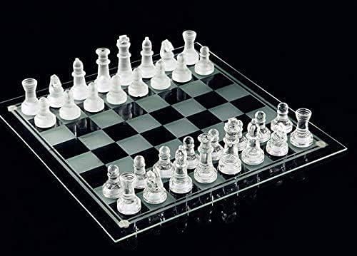 e5e10 1010 Glass Chess Set Frosted and Clear Pieces Felted Bottom for Adult and TeensGift for Game Education - Image 5