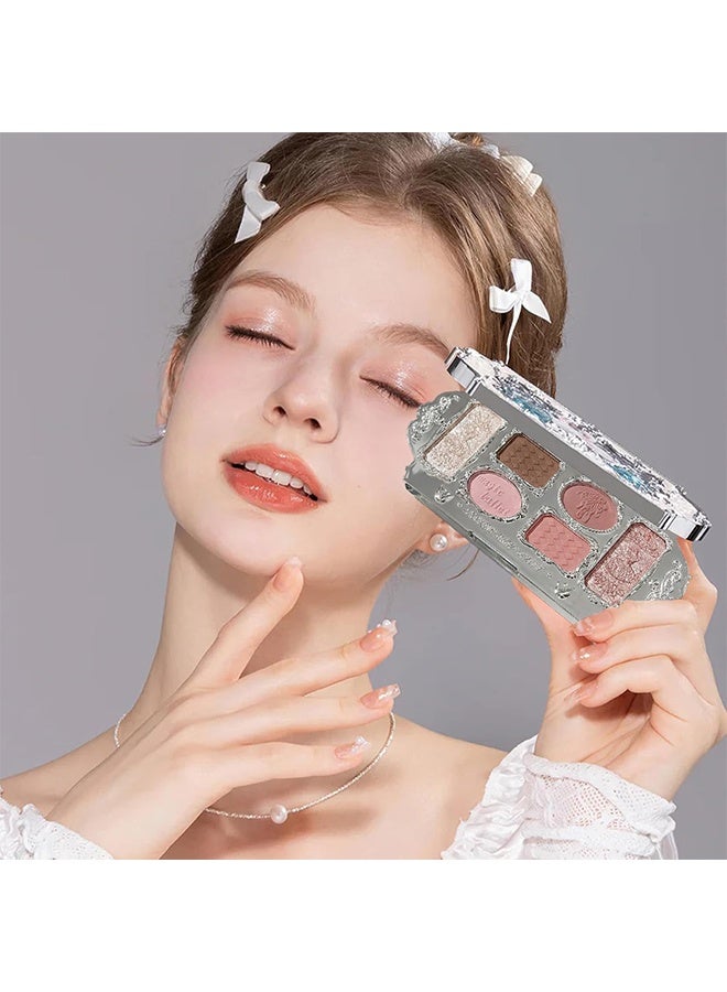 KAPEINE Warm Brown Eyeshadow Palette, 6Colors Eye Shades with 4 Matte + 2 Shimmer Blendable Makeup Palette Long Lasting Pink Neutral Eye Shadow for Women Daily, Party, other Occasions-#01 White Swan - Image 2