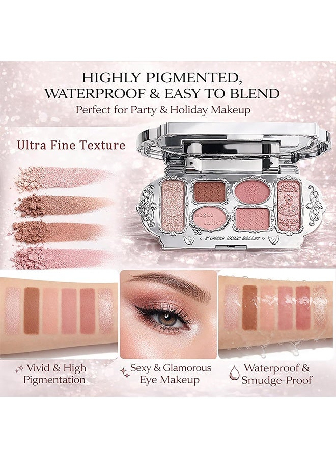 KAPEINE Warm Brown Eyeshadow Palette, 6Colors Eye Shades with 4 Matte + 2 Shimmer Blendable Makeup Palette Long Lasting Pink Neutral Eye Shadow for Women Daily, Party, other Occasions-#01 White Swan - Image 4
