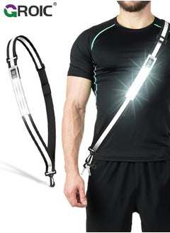 GROIC LED Reflective Belt Sash Walking Gear,Safety Lights for Walkers at Night,High Visibility Safety Rechargeable Reflective Running Gear for Men Women Kids Night Dog Walking Gear  - Image 1
