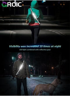 GROIC LED Reflective Belt Sash Walking Gear,Safety Lights for Walkers at Night,High Visibility Safety Rechargeable Reflective Running Gear for Men Women Kids Night Dog Walking Gear  - Image 3