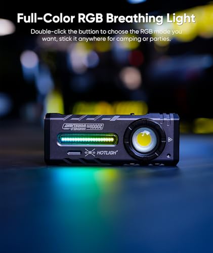 HOTLIGH ZF8313 Rechargeable Flashlight, Magnetic EDC Flashlight Rechargeable, 2000 Lumens LED Flashlight with RGB and UV Lighting Source for Outdoor, Car Repairing,Fathers Day Dad Gifts - Image 5