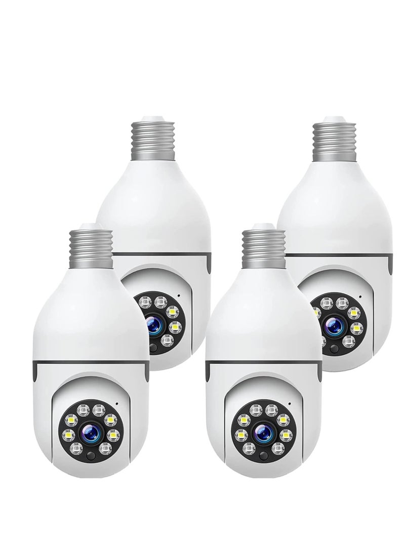 ELTRAZONE WiFi Light Bulb Camera 360 Degree Wireless Outdoor Security Camera Home Surveillance Cam with 1080P Color Night Vision Human Motion Detection(4-PCS)  - Image 1