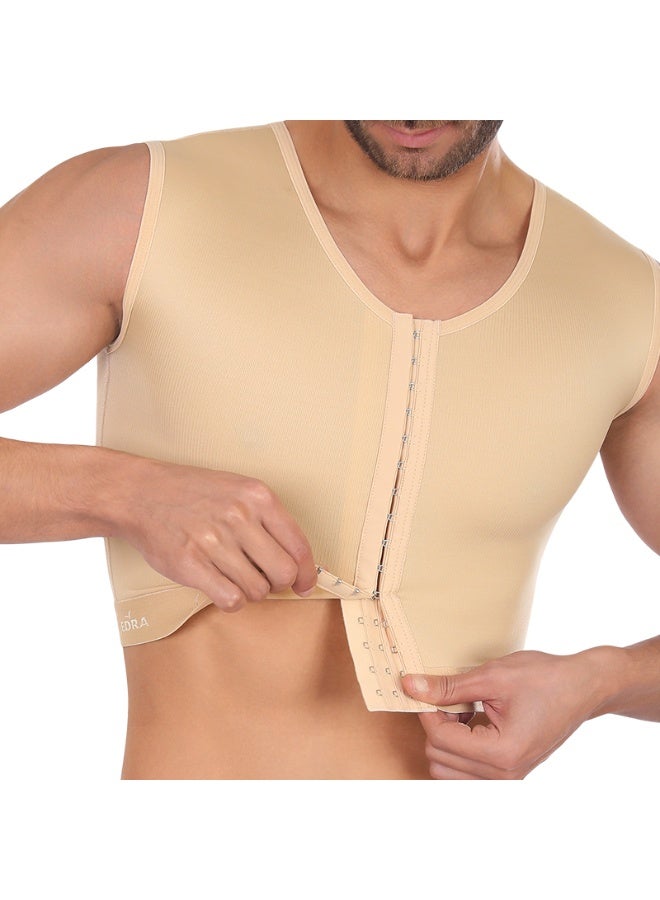 Sedra Shapely Men's shapewear for body shaping and firming, men's shapewear with comfortable compression and multi-level front snaps, back support and improved appearance under clothing, beige - Image 2