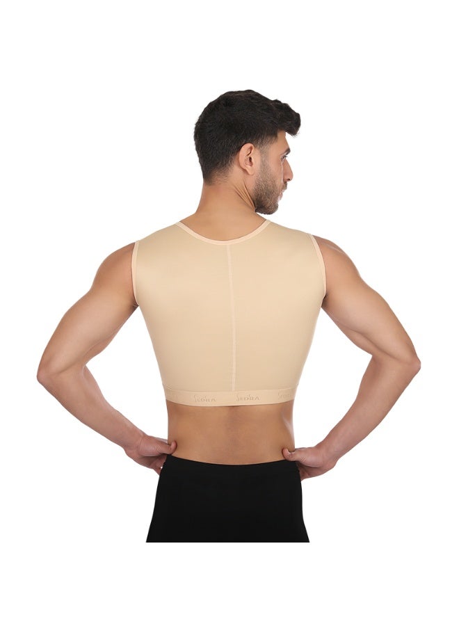 Sedra Shapely Men's shapewear for body shaping and firming, men's shapewear with comfortable compression and multi-level front snaps, back support and improved appearance under clothing, beige - Image 3