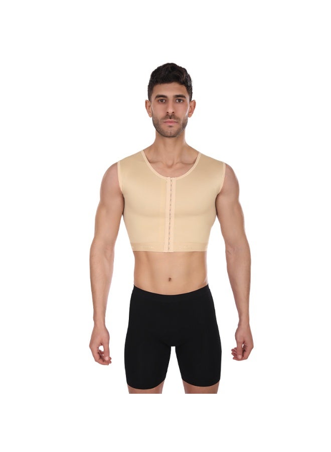 Sedra Shapely Men's shapewear for body shaping and firming, men's shapewear with comfortable compression and multi-level front snaps, back support and improved appearance under clothing, beige - Image 1