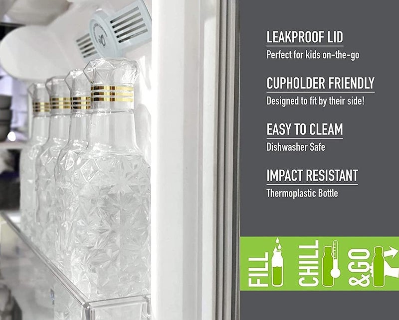 SHOPECOM Pack Of 6 Crystal Clear Plastic Fridge Water Bottle Set of 6 1 litre Ideal for Restaurant Kitchen Home Office Sports School Travelling DIAMOND BOTTLE - Image 3