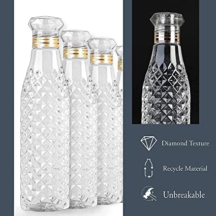 SHOPECOM Pack Of 6 Crystal Clear Plastic Fridge Water Bottle Set of 6 1 litre Ideal for Restaurant Kitchen Home Office Sports School Travelling DIAMOND BOTTLE - Image 5