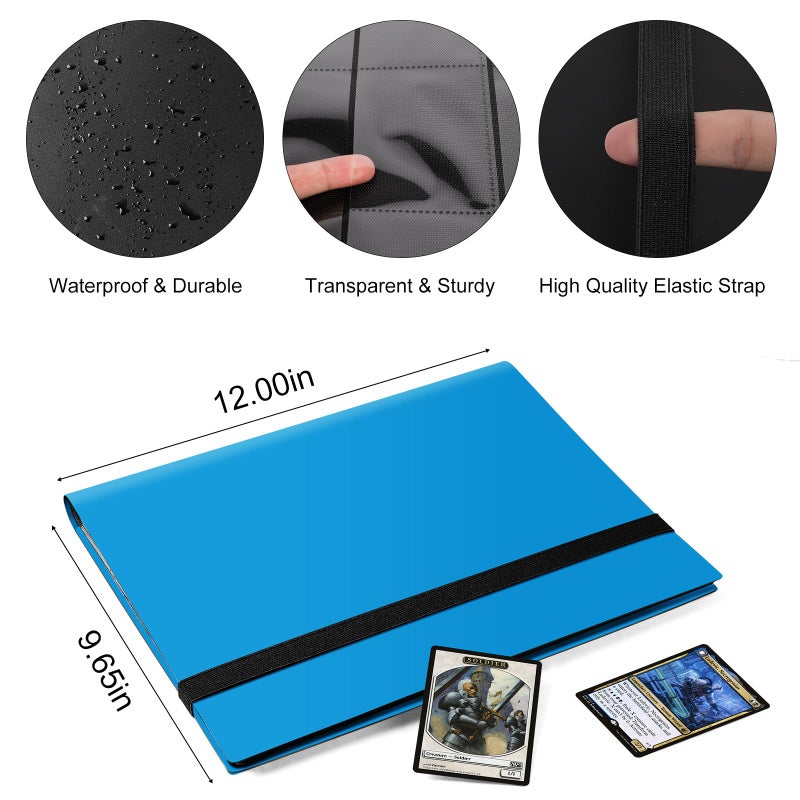 TiopLior Trading Card Binder Holder 9 Pocket Card Album Folder  Card Collection Binder with 360 Side Loading Pocket Card Book Fit for MTG Game Football Sports Cards TCG Baseball Cards Binder (Sky Blue) - Image 4