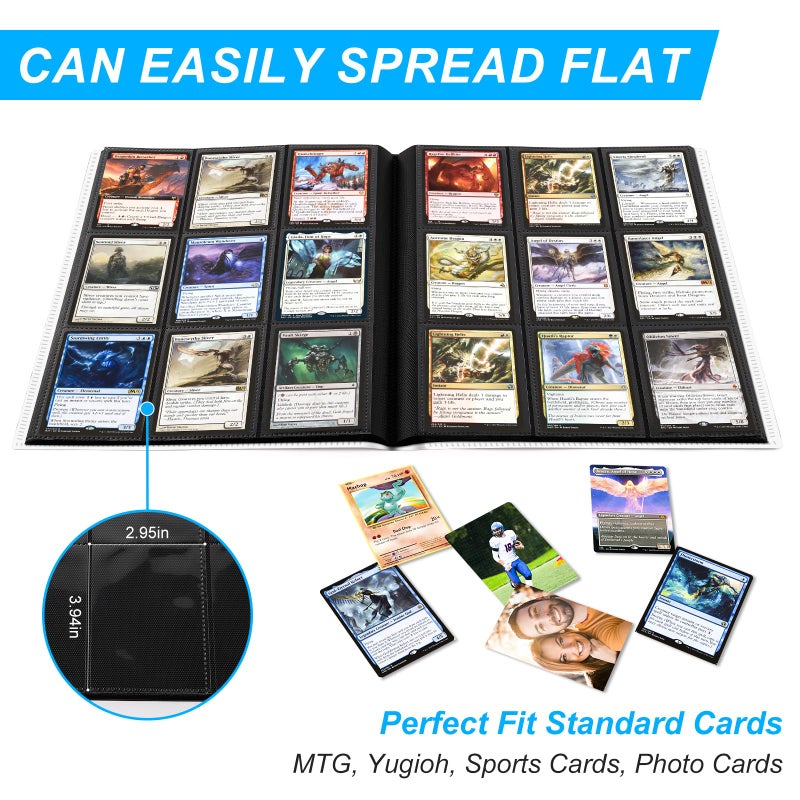 TiopLior Trading Card Binder Holder 9 Pocket Card Album Folder  Card Collection Binder with 360 Side Loading Pocket Card Book Fit for MTG Game Football Sports Cards TCG Baseball Cards Binder (Sky Blue) - Image 3