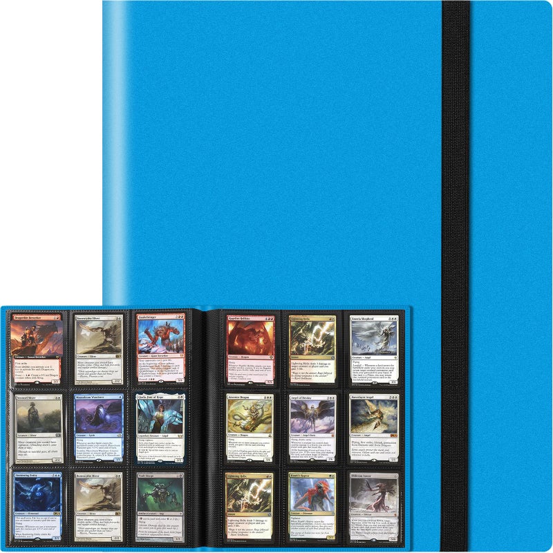TiopLior Trading Card Binder Holder 9 Pocket Card Album Folder  Card Collection Binder with 360 Side Loading Pocket Card Book Fit for MTG Game Football Sports Cards TCG Baseball Cards Binder (Sky Blue) - Image 1