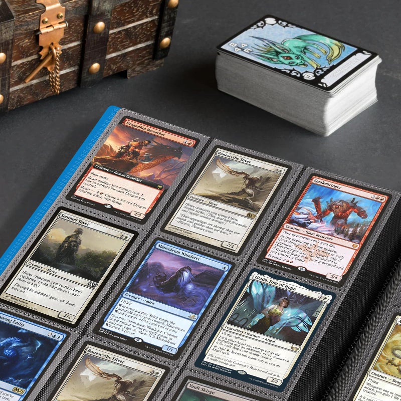 TiopLior Trading Card Binder Holder 9 Pocket Card Album Folder  Card Collection Binder with 360 Side Loading Pocket Card Book Fit for MTG Game Football Sports Cards TCG Baseball Cards Binder (Sky Blue) - Image 5