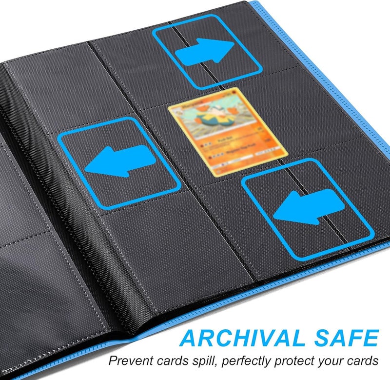 TiopLior Trading Card Binder Holder 9 Pocket Card Album Folder  Card Collection Binder with 360 Side Loading Pocket Card Book Fit for MTG Game Football Sports Cards TCG Baseball Cards Binder (Sky Blue) - Image 2