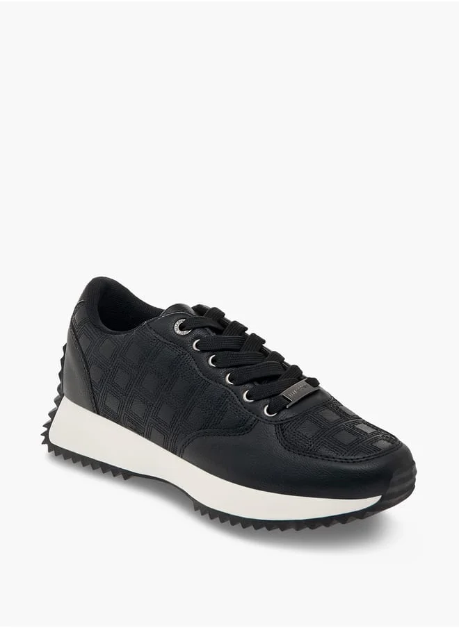 ايل Women's Textured Sneakers with Lace-Up Closure