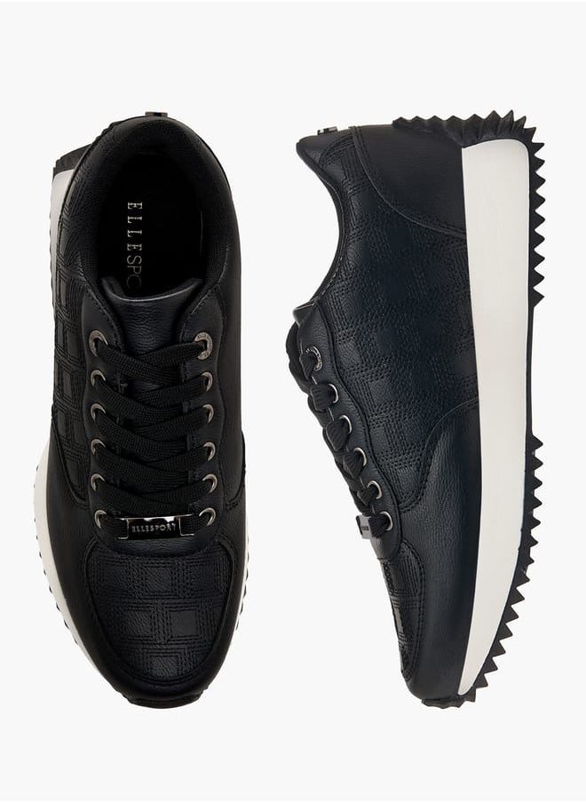 ELLE Women's Textured Sneakers with Lace-Up Closure  - Image 2
