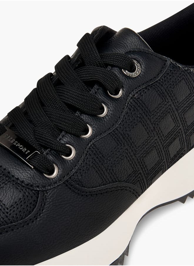 ELLE Women's Textured Sneakers with Lace-Up Closure  - Image 4