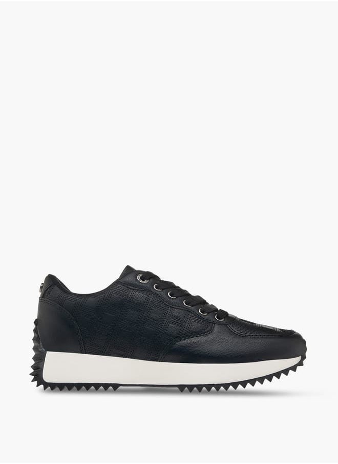 ELLE Women's Textured Sneakers with Lace-Up Closure  - Image 3