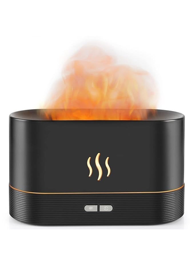 MILOMANIYA MILOMANIYA Flame Air Diffuser Humidifier Plastic Black LED Realistic Flame Effect Ultrasonic Humidifier Essential Oil Diffuser Quiet Operation Auto Shutoff Small Room  - Image 1