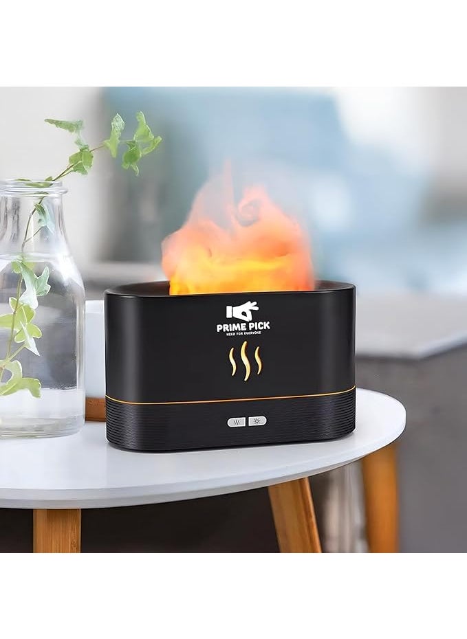 MILOMANIYA MILOMANIYA Flame Air Diffuser Humidifier Plastic Black LED Realistic Flame Effect Ultrasonic Humidifier Essential Oil Diffuser Quiet Operation Auto Shutoff Small Room  - Image 4