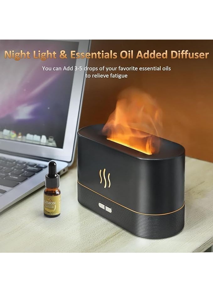 MILOMANIYA MILOMANIYA Flame Air Diffuser Humidifier Plastic Black LED Realistic Flame Effect Ultrasonic Humidifier Essential Oil Diffuser Quiet Operation Auto Shutoff Small Room  - Image 2