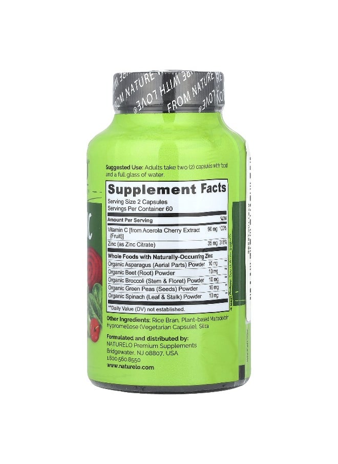 NATURELO NATURELO, Vegan Zinc With Vitamin C, 120 Vegetarian Capsules  - Image 2