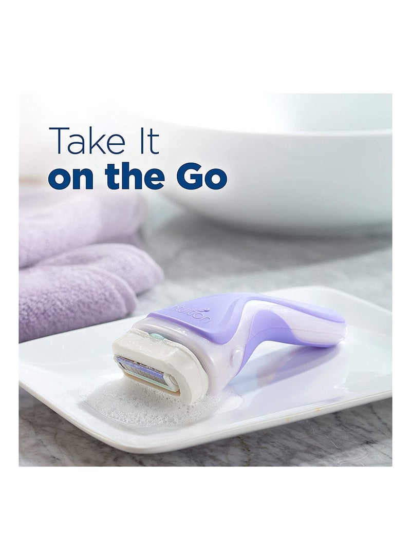 شيك مجموعة شيفك إنتويشن للتغذية النقية، لا حاجة لهلام الحلاقة، مريحة ومرطبة للنساء مع زبدة الكاكاو العضوية، شفرات واحدة، خرطوشتان - Image 4