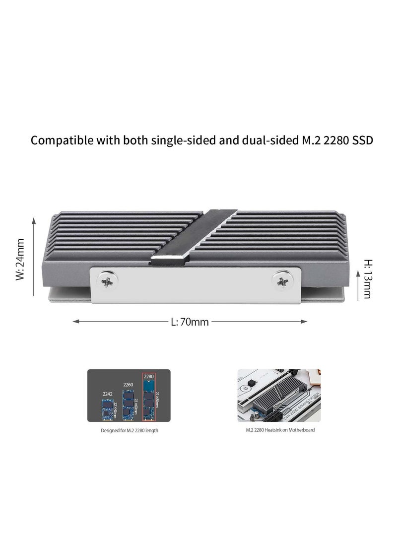 TR-M.2 2280 Type A G 2280 heatsink for SSD Cooling M.2 2280 heatsink Cooler, with 2 Thermal Conductivity, Desktop High Performance SSD Cooler (Gray) - Image 5