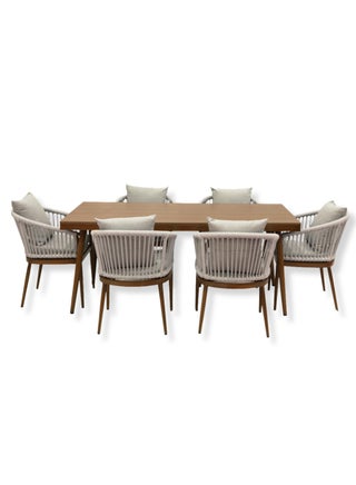 Swin Luxurious Aluminium Frame 6-Seater Outdoor Dining Set with Cushions for Balcony and Backyard - pzsku/ZEF672D552A5E6B585B30Z/45/_/1729952111/84b271e2-f47d-4d07-b54c-9ed326258f12