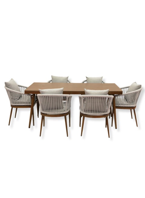 Swin Luxurious Aluminium Frame 6-Seater Outdoor Dining Set with Cushions for Balcony and Backyard