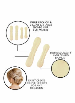 Excefore Hair Bun Maker, 4 PCs Beige Blonde Magic Maker Foam Sponge Buns Shaper Accessories Strong Flexible Reusable Twister for Updos, Ballet Buns, French Twist, Waves  - Image 2