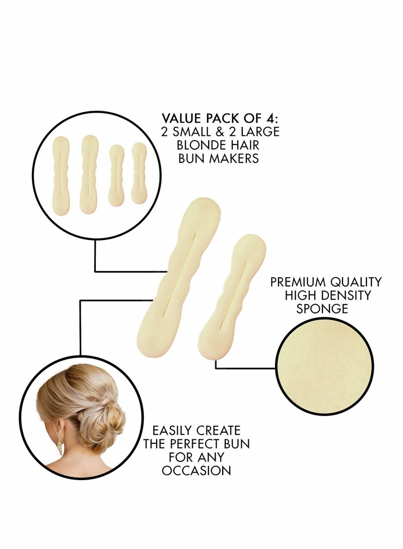 Excefore Hair Bun Maker, 4 PCs Beige Blonde Magic Maker Foam Sponge Buns Shaper Accessories Strong Flexible Reusable Twister for Updos, Ballet Buns, French Twist, Waves - Image 2