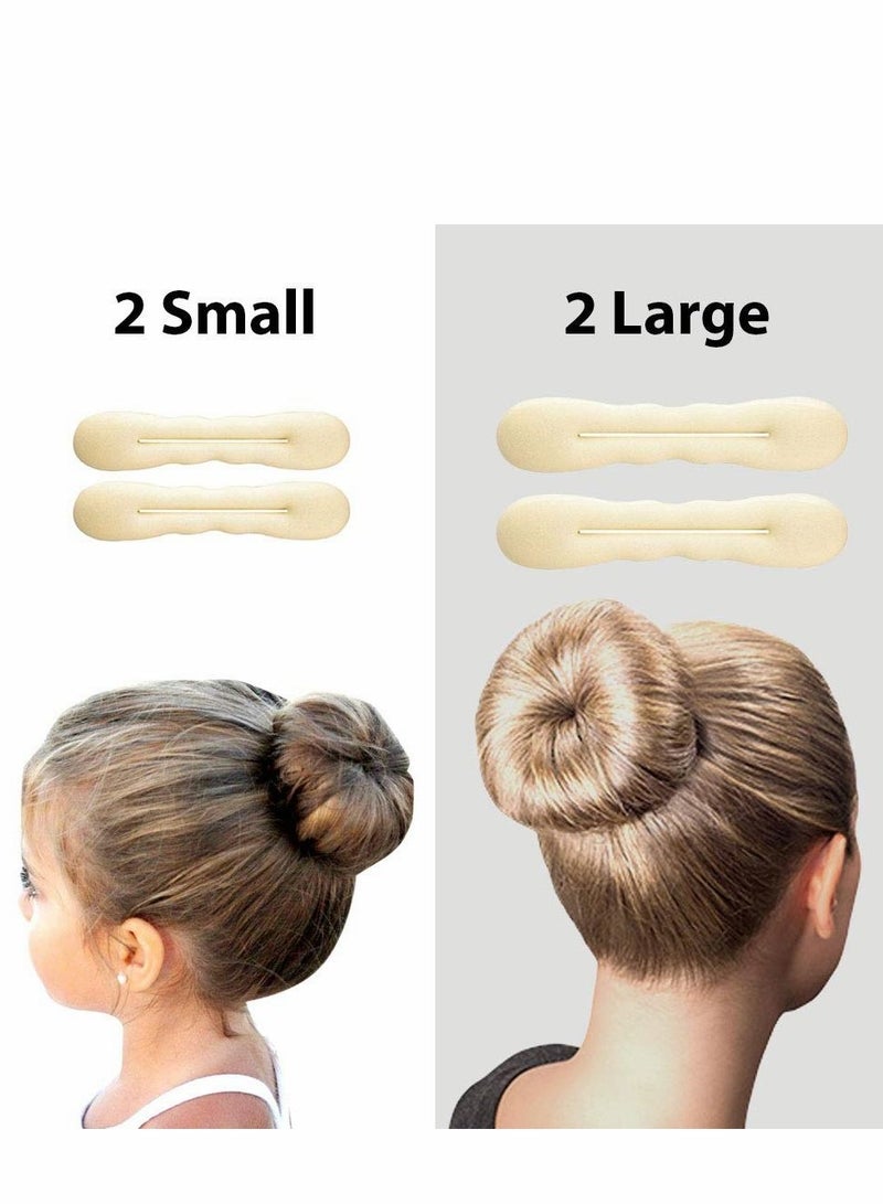 Excefore Hair Bun Maker, 4 PCs Beige Blonde Magic Maker Foam Sponge Buns Shaper Accessories Strong Flexible Reusable Twister for Updos, Ballet Buns, French Twist, Waves - Image 3